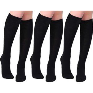 Joulli Women's Knee High Athletic Socks Stripe Tube Outdoor Sport Socks 3 Pairs